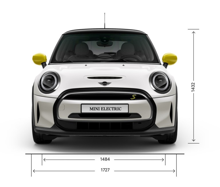 MINI 3 vrata Cooper SE – front view – dimensions