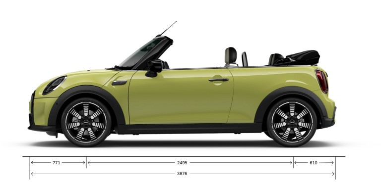 MINI Cabrio – izgled sa strane – dimenzije